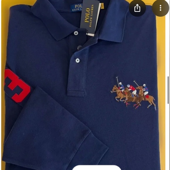 RALPH LAUREN TRIPLE PONY LONG SLEEVE COLLAR POLO SHIRT! NWT! XXL - Picture 1 of 6